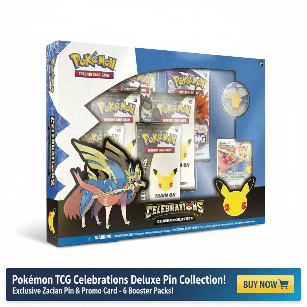 Pokémon TCG 25th Anniversary Celebrations Zacian Deluxe Pin Collection by Pokemon