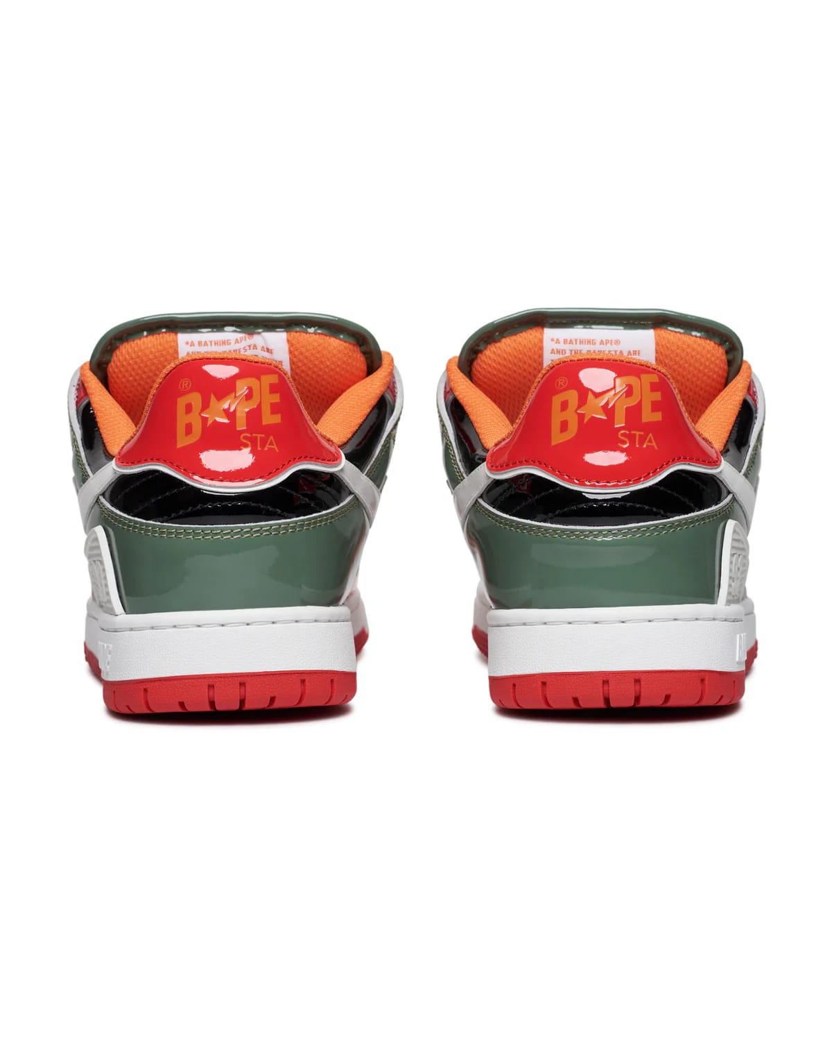 A Bathing Ape Sk8 Sta Number Two M1 Green Orange Skate Sneaker For Men Streetwear Collection - BigBoiSneakers 