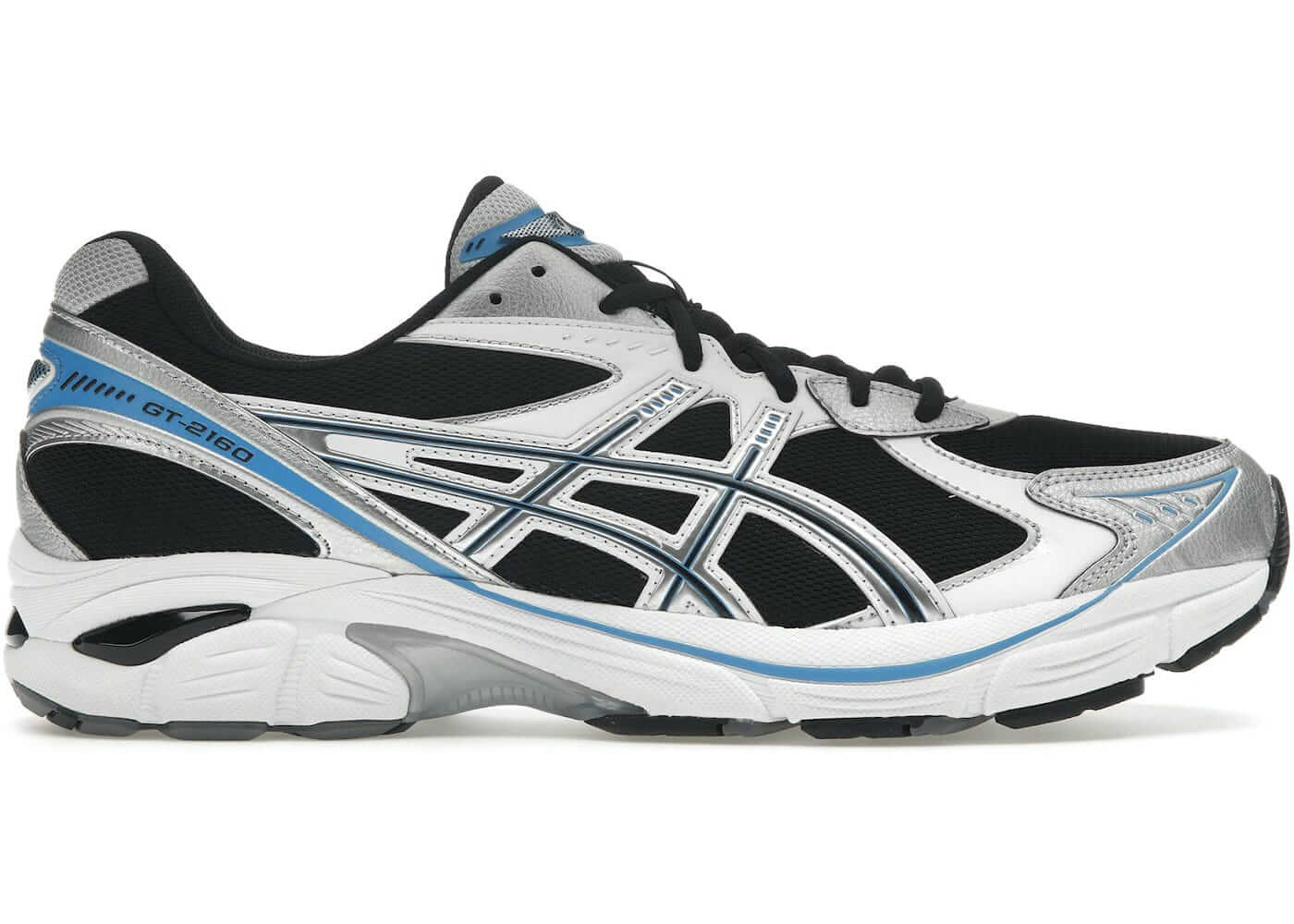 ASICS GT 2160 Running Shoes Black Pure Silver Bright Blue Premium Mesh for Performance and Style - BigBoiSneakers 