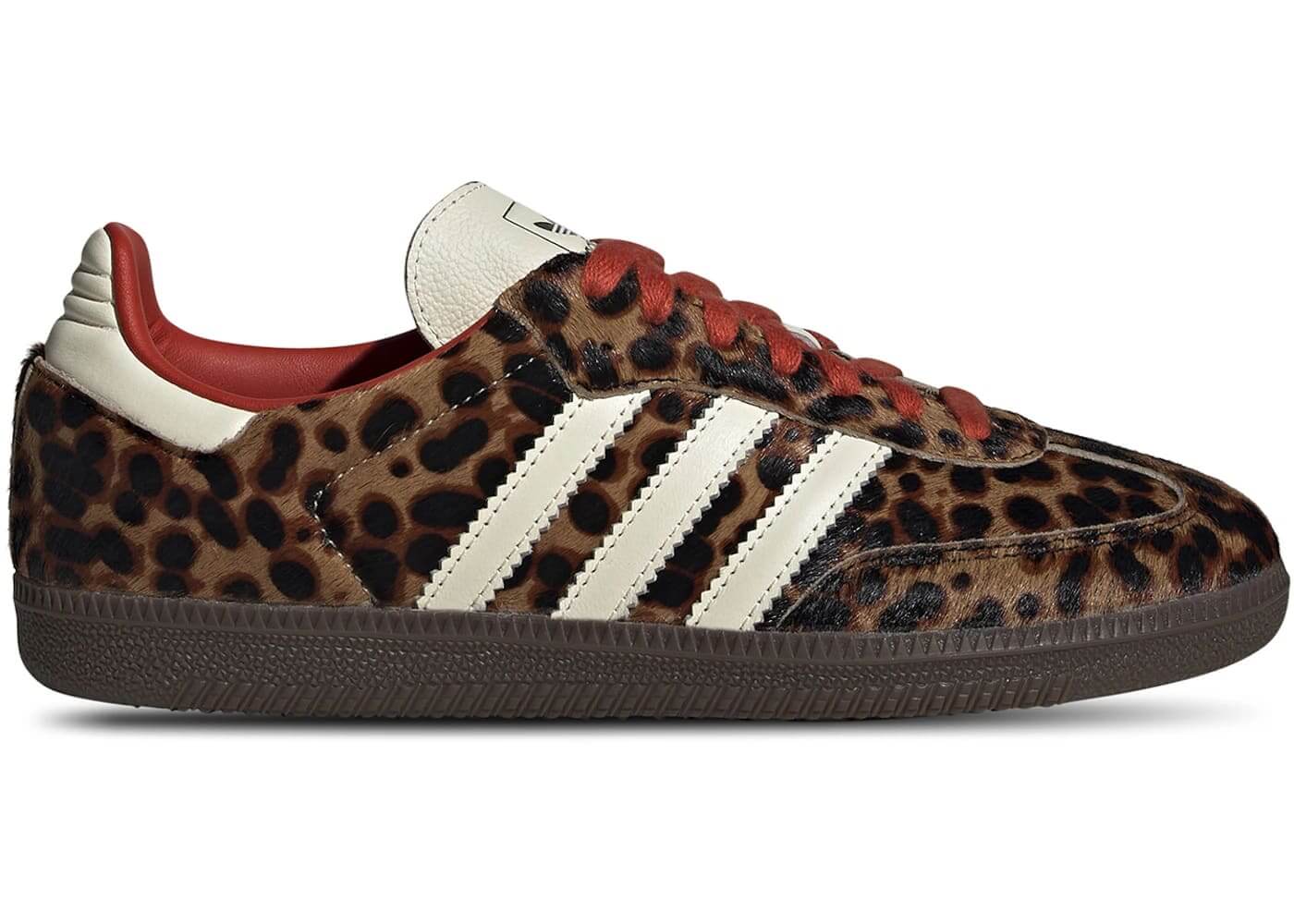 Adidas Samba OG Preloved Red Leopard Print Womens Sneakers Leather Upper Vintage Style Comfort - BigBoiSneakers 