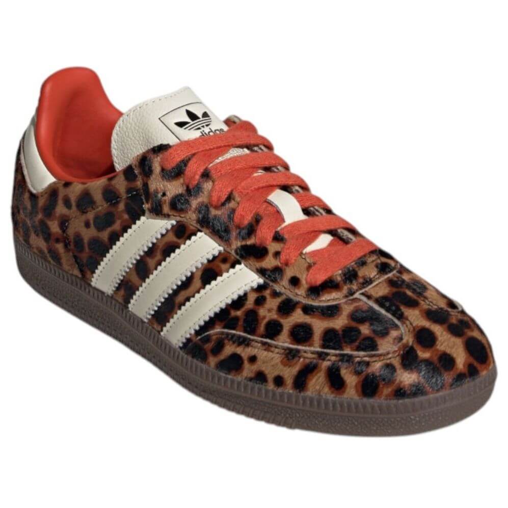 Adidas Samba OG Preloved Red Leopard Print Womens Sneakers Leather Upper Vintage Style Comfort - BigBoiSneakers 