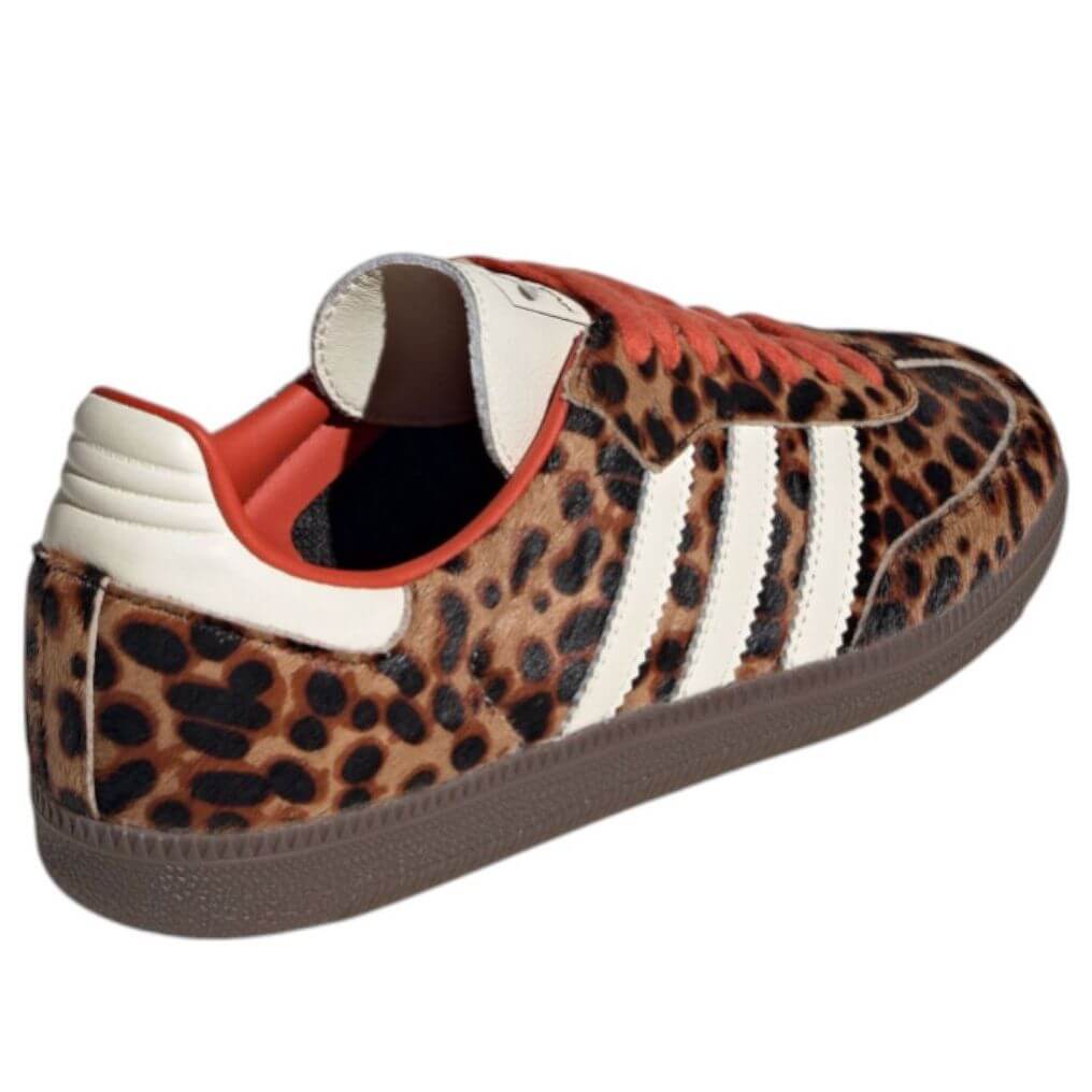 Adidas Samba OG Preloved Red Leopard Print Womens Sneakers Leather Upper Vintage Style Comfort - BigBoiSneakers 