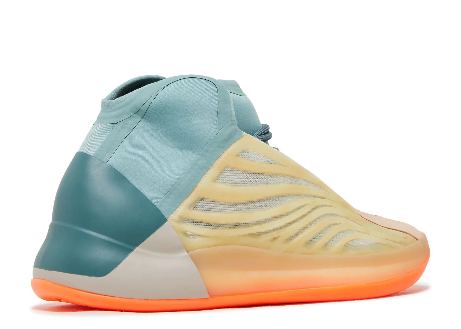 Adidas Yeezy QNTM Hi Res Coral Basketball Shoes With Yellow RPU Cage And Semi Translucent Jacquard Mesh Upper - BigBoiSneakers 