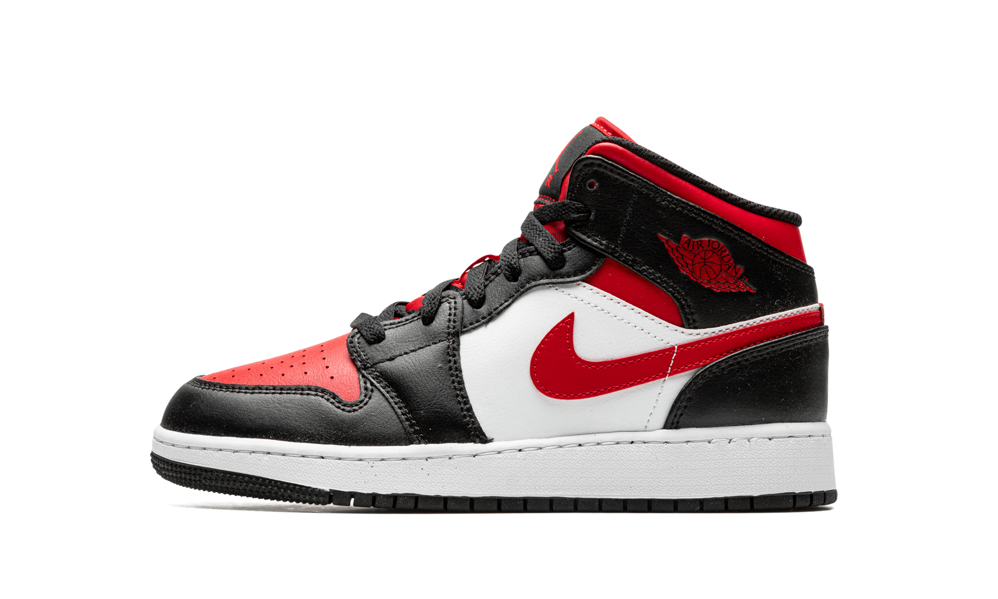 Air Jordan 1 Mid Black Fire Red (GS) - BigBoiSneakers 