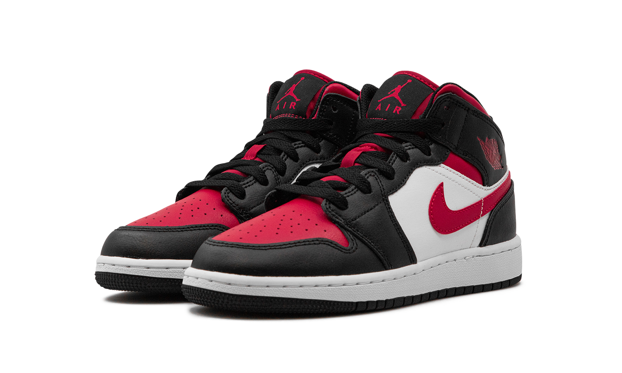 Air Jordan 1 Mid Black Fire Red (GS) - BigBoiSneakers 