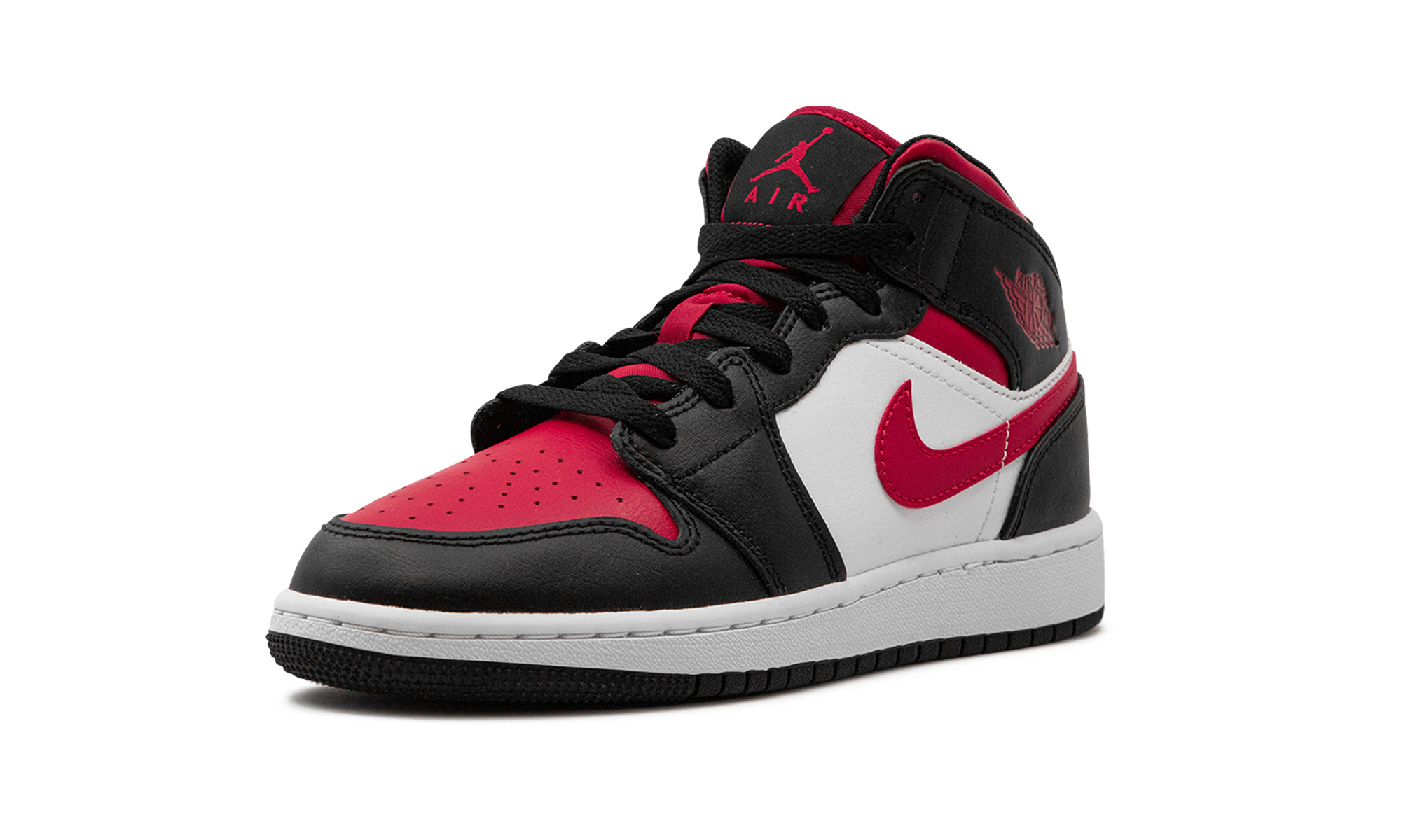 Air Jordan 1 Mid Black Fire Red (GS) - BigBoiSneakers 