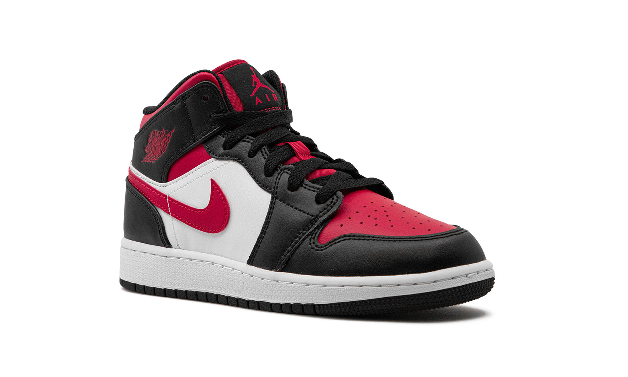 Air Jordan 1 Mid Black Fire Red (GS) - BigBoiSneakers 