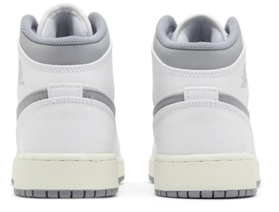 Air Jordan 1 Mid Neutral Grey GS Authentic Brand New Grade School Sneakers Basketball Shoes - BigBoiSneakers 