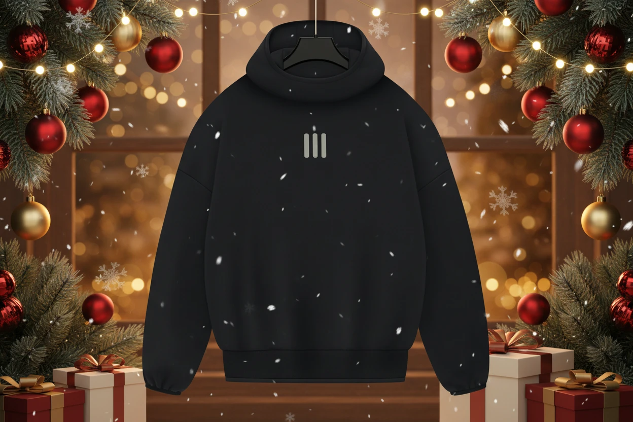 Fear Of God Athletics X Adidas Heavy Fleece Hoodie Black Mockneck With Voluminous Body And Sleeves - BigBoiSneakers 
