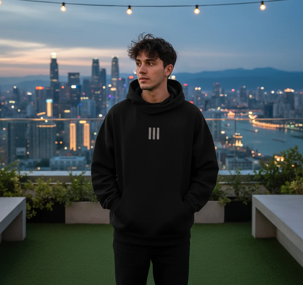 Fear Of God Athletics X Adidas Heavy Fleece Hoodie Black Mockneck With Voluminous Body And Sleeves - BigBoiSneakers 