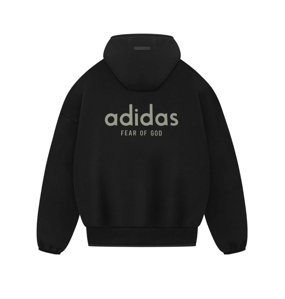 Fear Of God Athletics X Adidas Heavy Fleece Hoodie Black Mockneck With Voluminous Body And Sleeves - BigBoiSneakers 