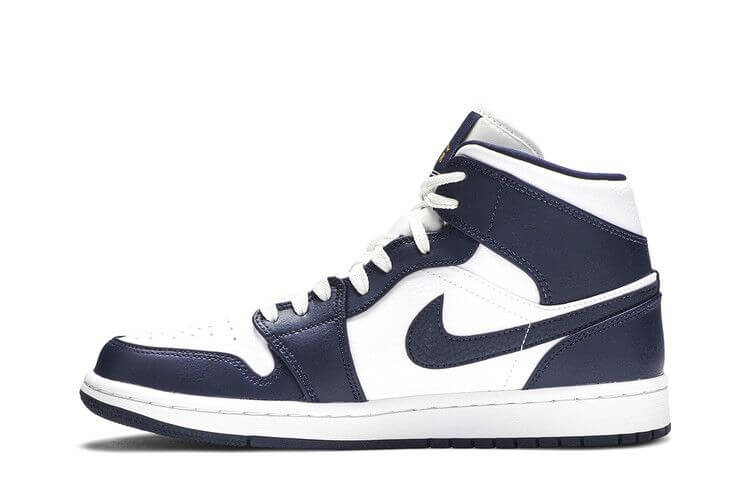 Jordan 1 Mid White Metallic Gold Obsidian - BigBoiSneakers 