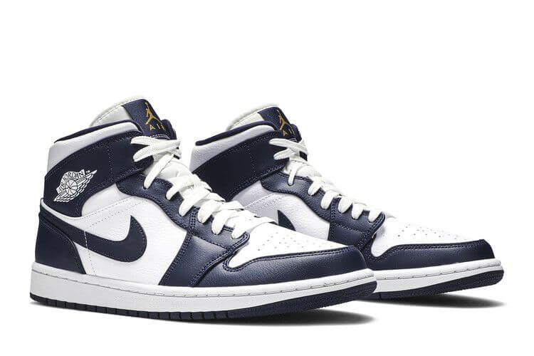 Jordan 1 Mid White Metallic Gold Obsidian - BigBoiSneakers 