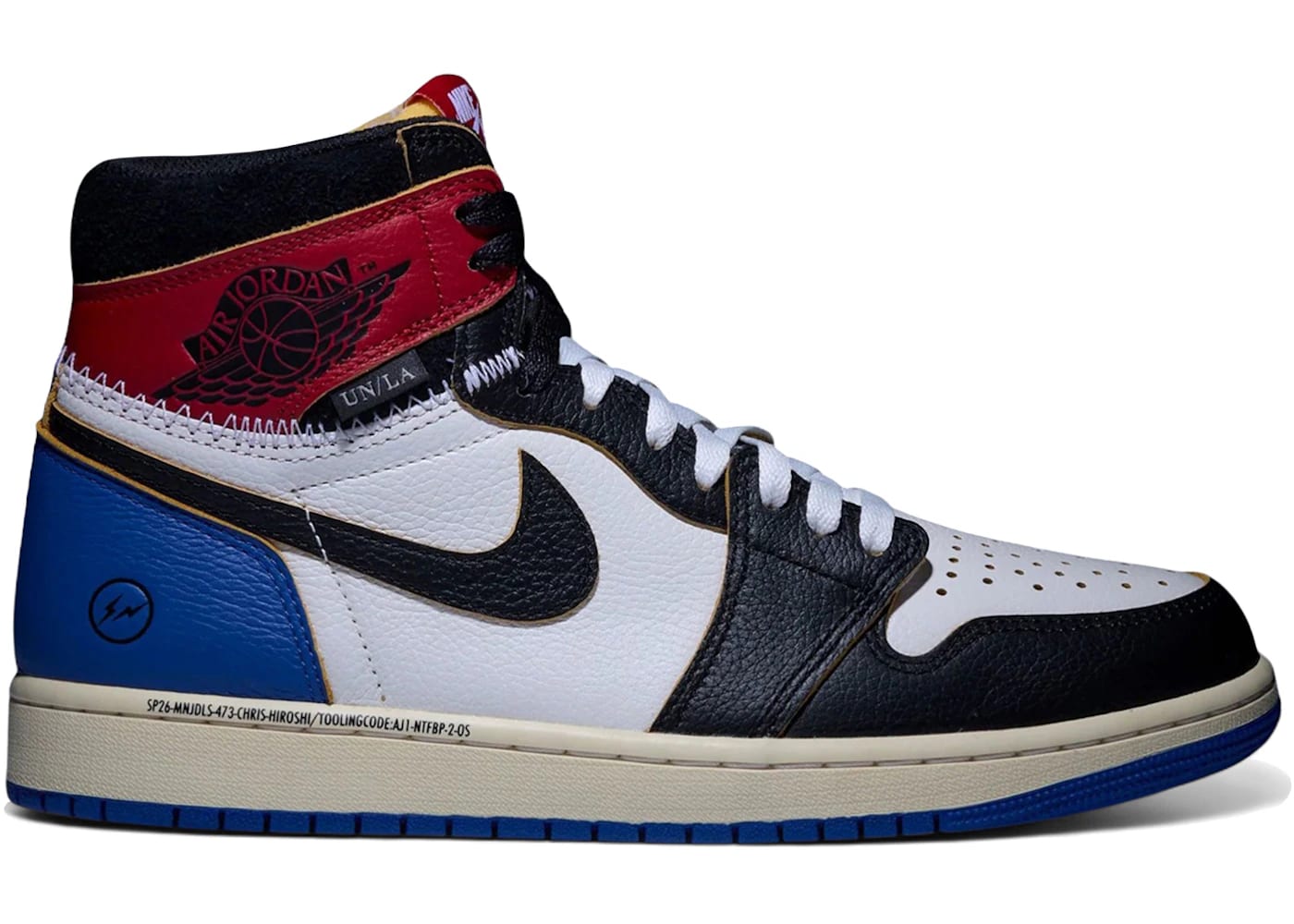 Jordan 1 Retro High OG SP Fragment x Union LA Varsity Red Sport Royal - BigBoiSneakers 