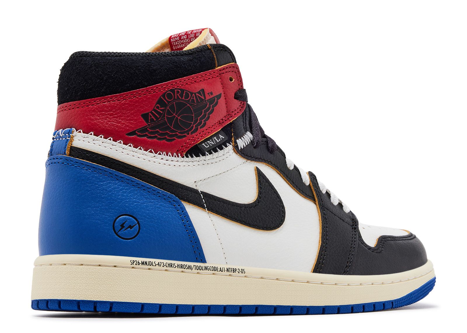 Jordan 1 Retro High OG SP Fragment x Union LA Varsity Red Sport Royal - BigBoiSneakers 