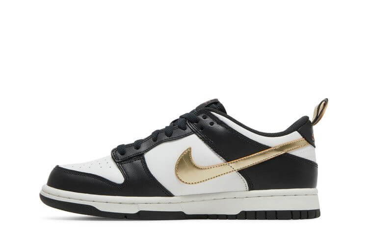 Nike Dunk Low Black White Metallic (GS) - BigBoiSneakers 