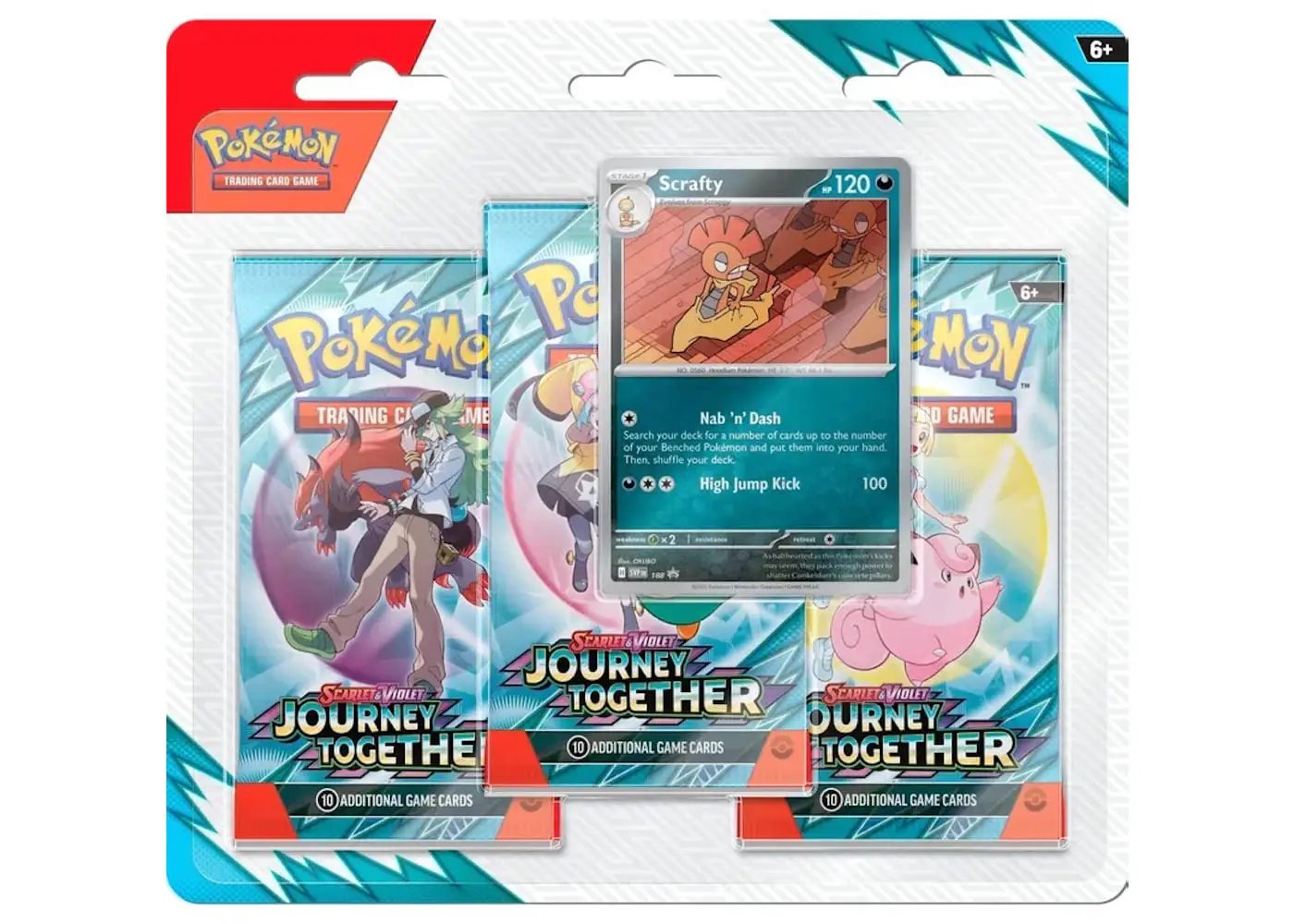 Pokèmon Scarlet & Violet Journey Together Scrafty 3 Booster Blister Pack - BigBoiSneakers 