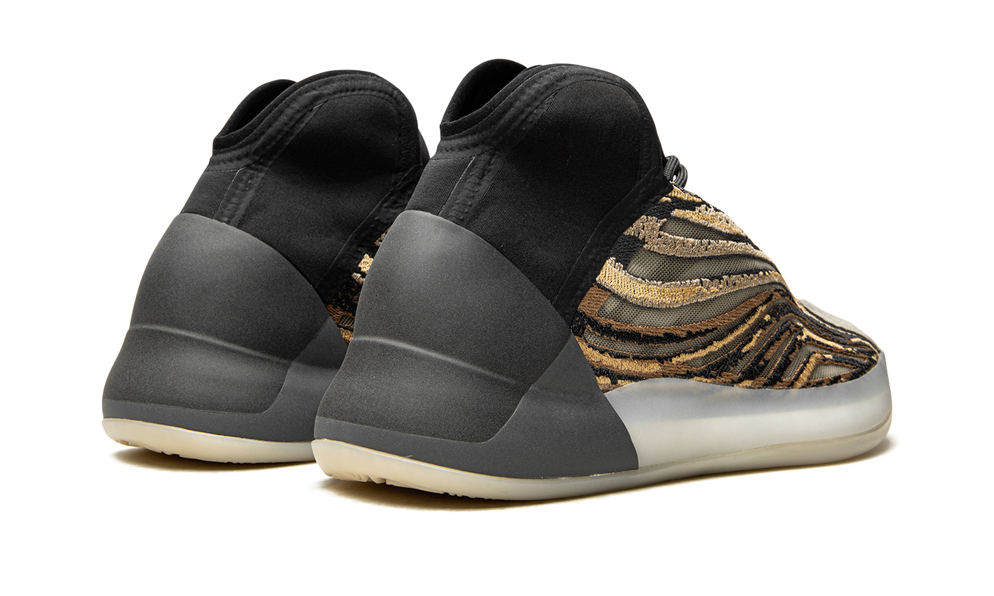 Adidas Yeezy QNTM Amber Tint Primeknit Basketball Shoes With Grey Heel Wraps And Semi Translucent Sole - BigBoiSneakers 