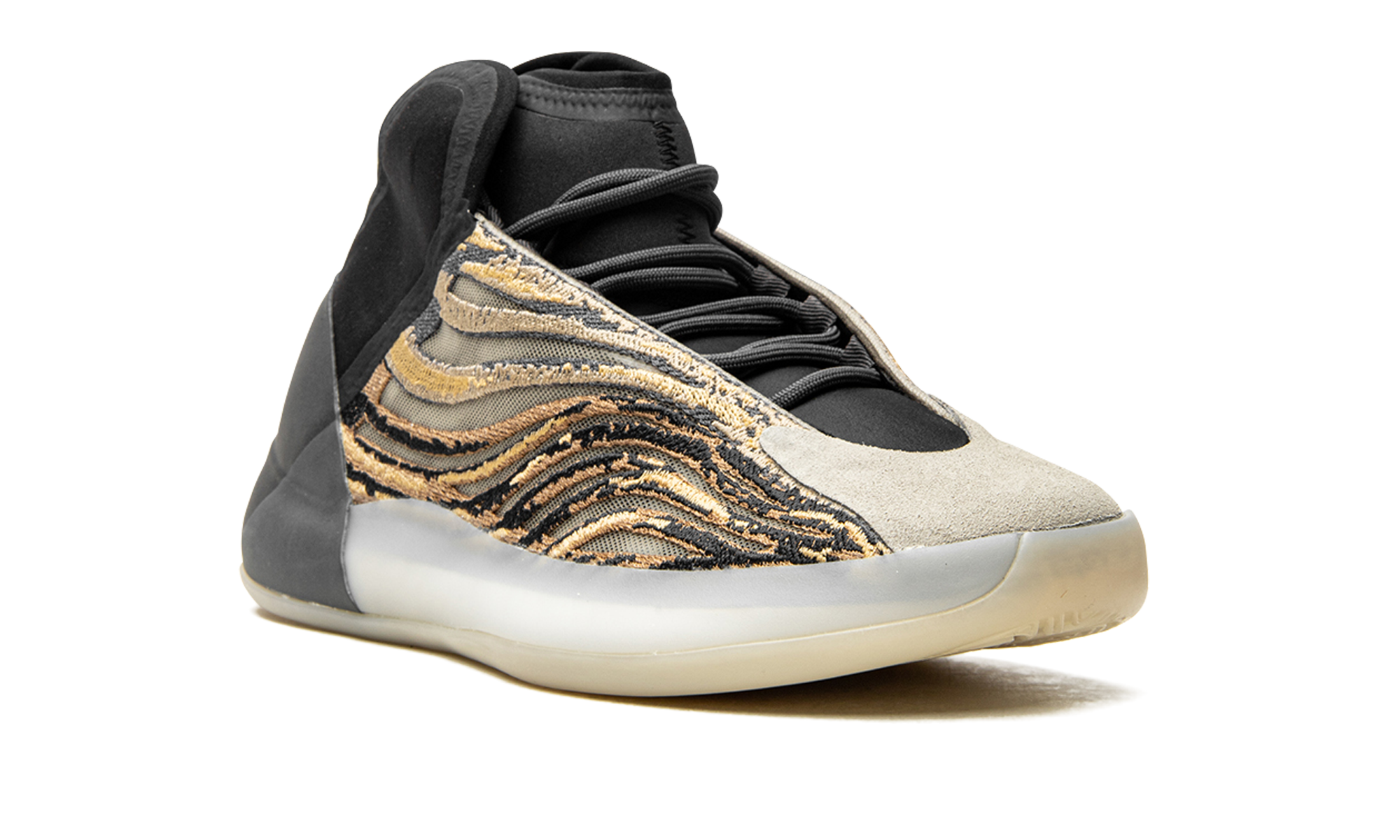Adidas Yeezy QNTM Amber Tint Primeknit Basketball Shoes With Grey Heel Wraps And Semi Translucent Sole - BigBoiSneakers 