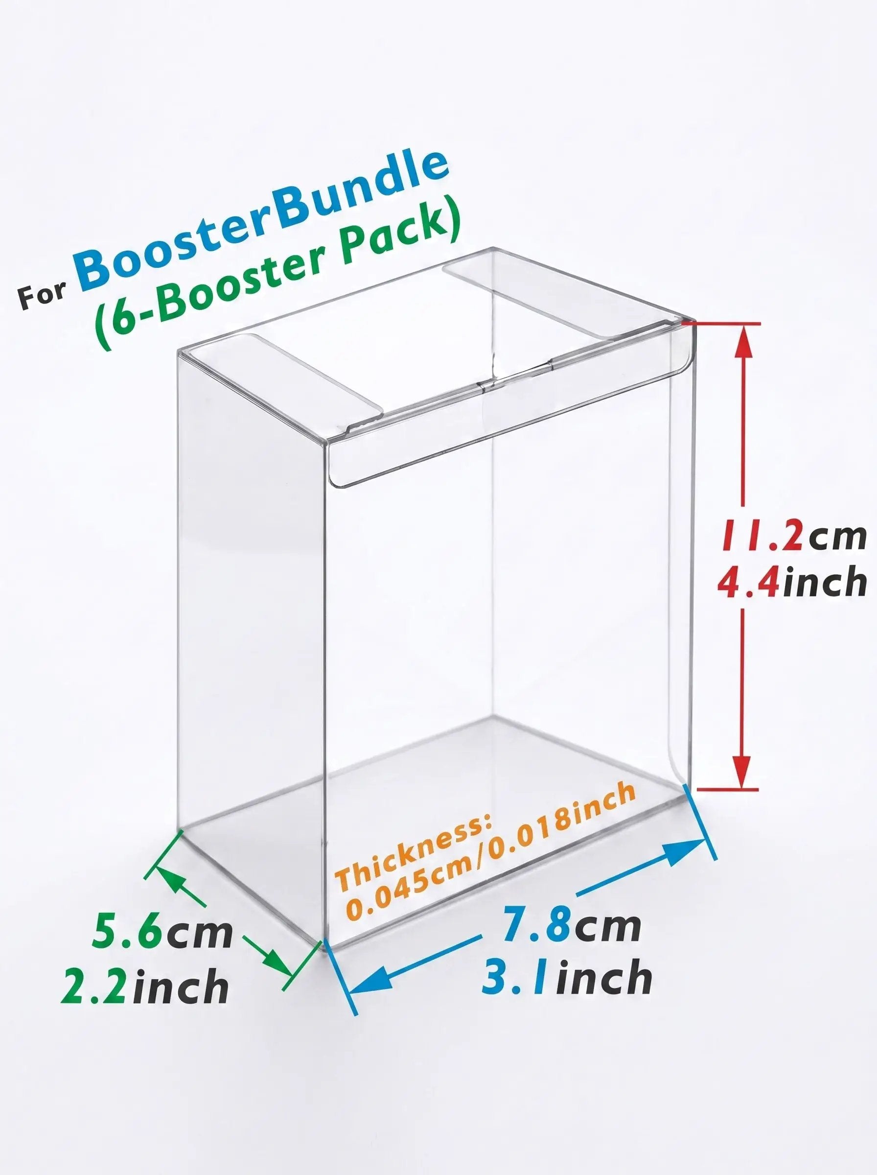 Plastic Protector Case for Booster Bundle(6-Booster Pack) 0.45mm Thick Foldable Clear Display Box by Pokemon