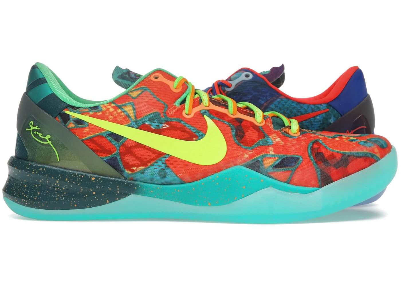 Nike Kobe 8 Protro What The (2025) sneaker with vibrant mismatched colors and designs showcasing Kobe's legacy.